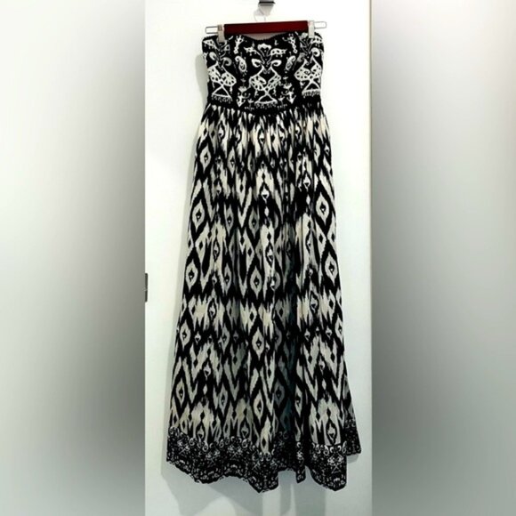 NWT Anthropologie size XS Payal Jain strapless dress maxi Black White Beaded - Picture 2 of 4